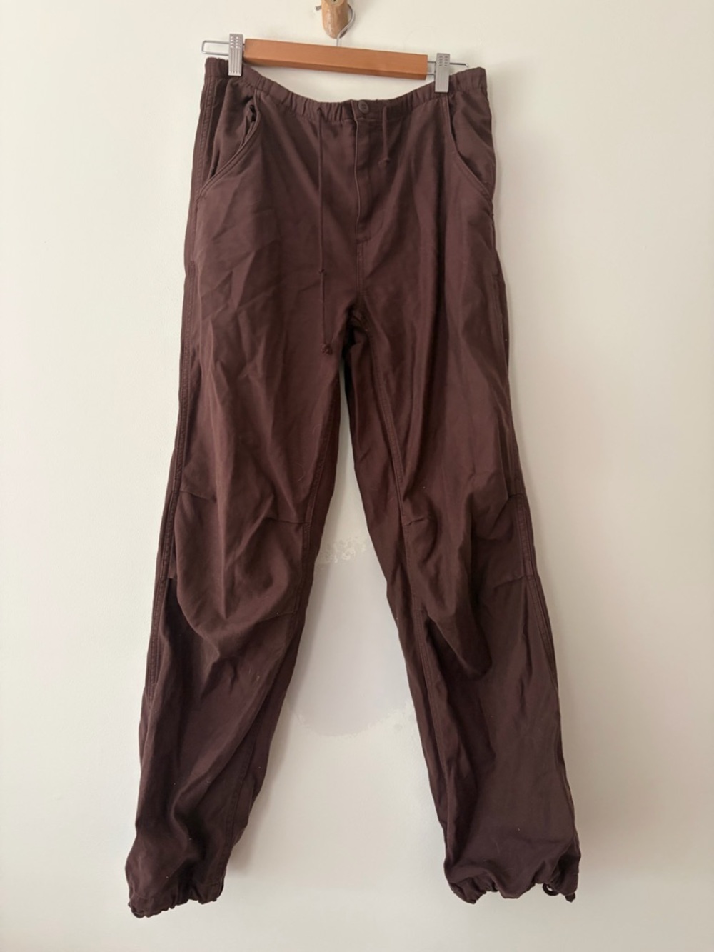 NWOT Aritzia TNA Cotton Brown Baggy tie waist Drawstring Pants
